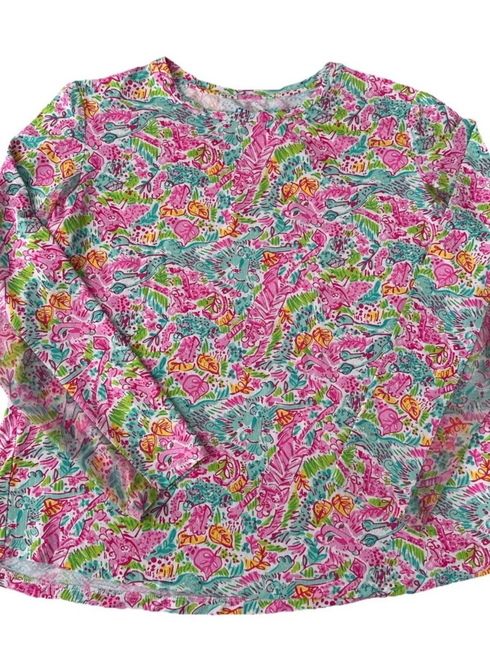 Ibkul Women's Athletic Sun Top XL Long Sleeve Mesh Panther Print